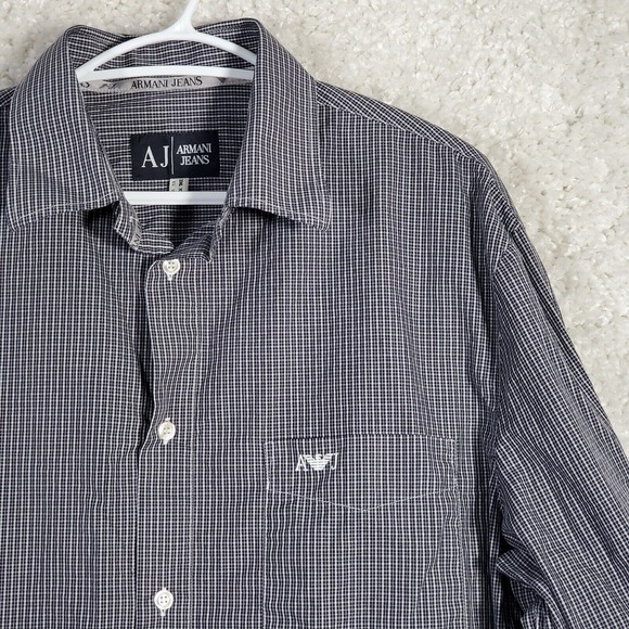 Armani Jeans Men‎ Plaid Button Up Shirt Size XXL Long Sleeve Office Career - Picture 3 of 12